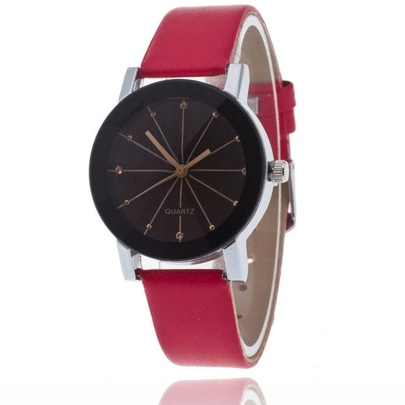 Wholesale Couple Belt Watches Casual Style Round Dial Pu Belt Stainless Steel Buckle Alloy Case