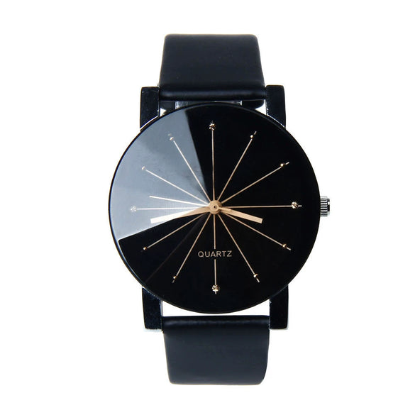 Wholesale Couple Belt Watches Casual Style Round Dial Pu Belt Stainless Steel Buckle Alloy Case