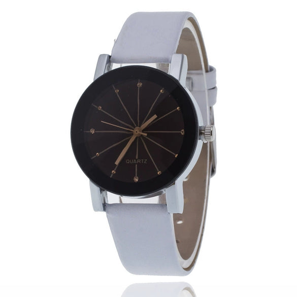Wholesale Couple Belt Watches Casual Style Round Dial Pu Belt Stainless Steel Buckle Alloy Case