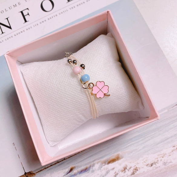 Wholesale Couple Bracelet Artificial Leather Four Leaf Clover Style Jewelry