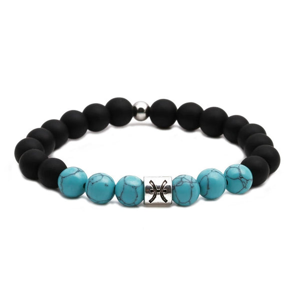 Wholesale Couple Bracelet Natural Stone Constellation Pattern Black Frosted