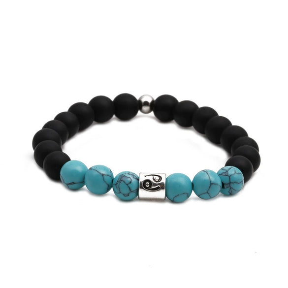 Wholesale Couple Bracelet Natural Stone Constellation Pattern Black Frosted