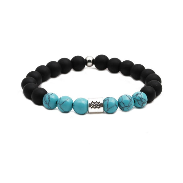 Wholesale Couple Bracelet Natural Stone Constellation Pattern Black Frosted