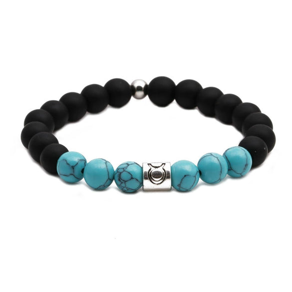 Wholesale Couple Bracelet Natural Stone Constellation Pattern Black Frosted