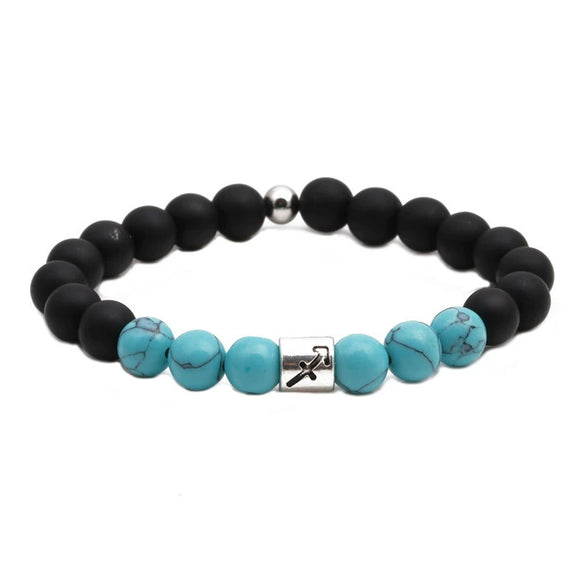 Wholesale Couple Bracelet Natural Stone Constellation Pattern Black Frosted