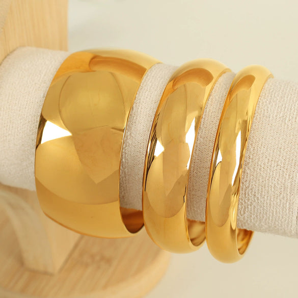 Wholesale Couple Bracelet 316L Stainless Steel Metal Texture Glazed Exaggerated Design Electroplated Simple Geometric Style Highend Women's Jewelry