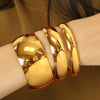 Wholesale Couple Bracelet 316L Stainless Steel Metal Texture Glazed Exaggerated Design Electroplated Simple Geometric Style Highend Women's Jewelry