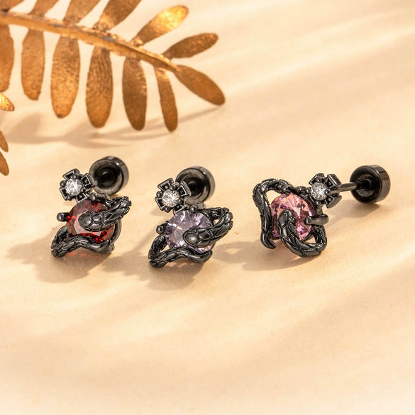 Wholesale Couple Earrings Titanium Steel Animal Zodiac Style With Zirconia Design