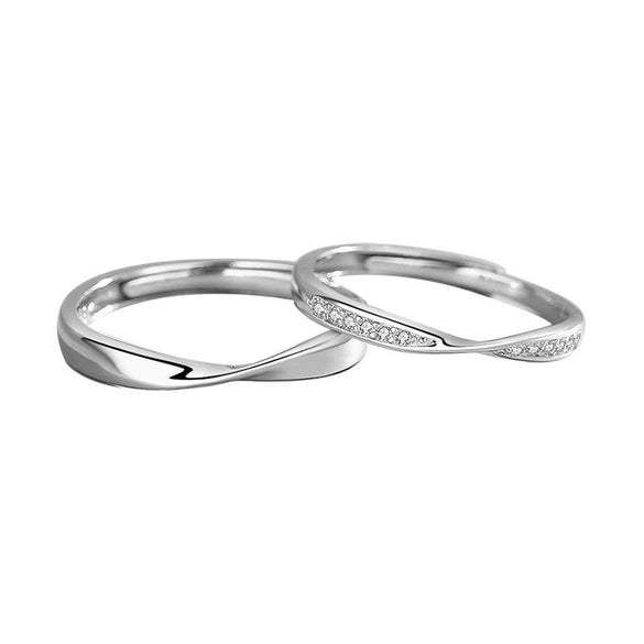 Wholesale Couple Geometric Diamond Micro Inlaid S925 Sterling Silver Mobius Rings
