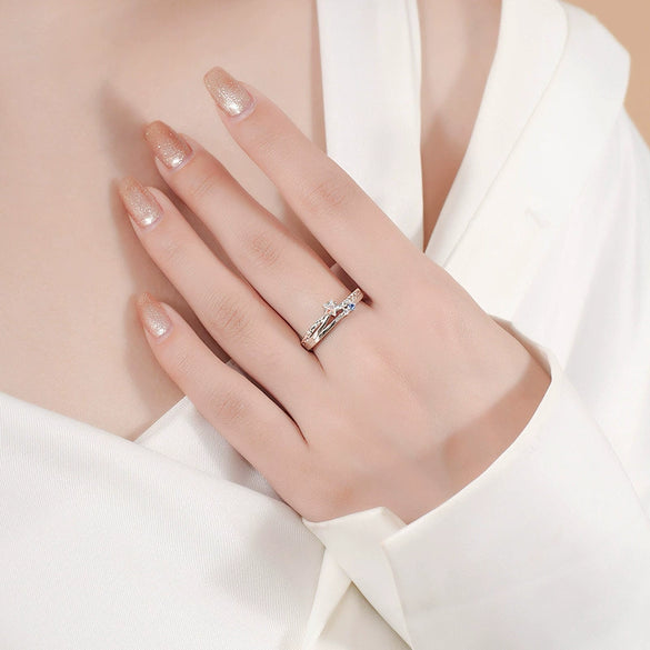Wholesale Couple Geometric Epoxy Niche Style S925 Sterling Silver Rings