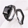 Wholesale Couple Jewelry Copper Black Zircon Fashion Geometric Style Electroplated Women's Ring
