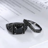 Wholesale Couple Jewelry Copper Black Zircon Fashion Geometric Style Electroplated Women's Ring