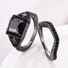 Wholesale Couple Jewelry Copper Black Zircon Fashion Geometric Style Electroplated Women's Ring