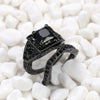 Wholesale Couple Jewelry Copper Black Zircon Fashion Geometric Style Electroplated Women's Ring
