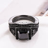 Wholesale Couple Jewelry Copper Black Zircon Fashion Geometric Style Electroplated Women's Ring