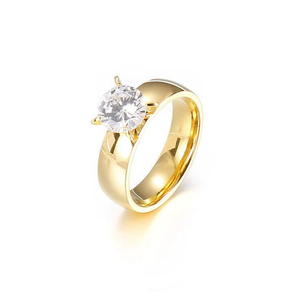 Wholesale Couple Jewelry Titanium Steel Geometric Ring Electroplated