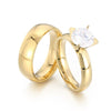Wholesale Couple Jewelry Titanium Steel Geometric Ring Electroplated