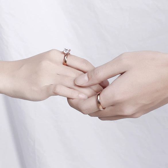 Wholesale Couple Jewelry Titanium Steel Geometric Ring Electroplated