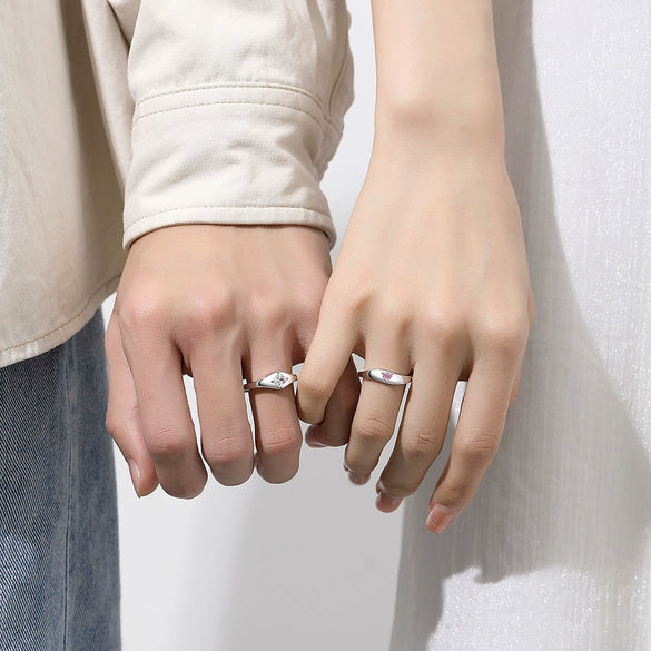 Wholesale Couple Love Ring 925 Silver Geometric Design With Diamond