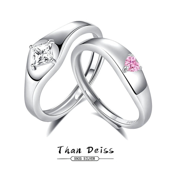 Wholesale Couple Love Ring 925 Silver Geometric Design With Diamond