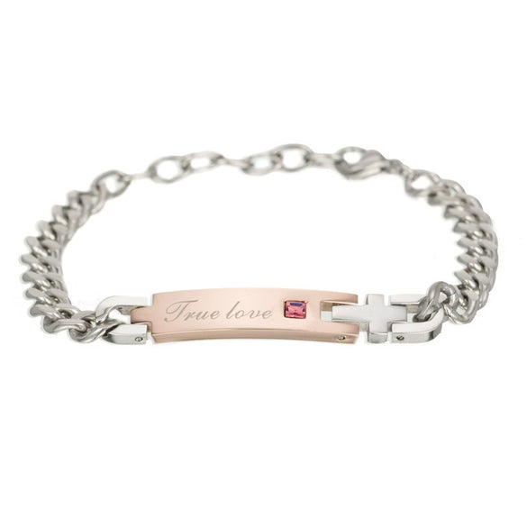 Wholesale Couple Love Unisex Geometric Titanium Steel Bracelet With Letters Numbers Text And Precious Stones