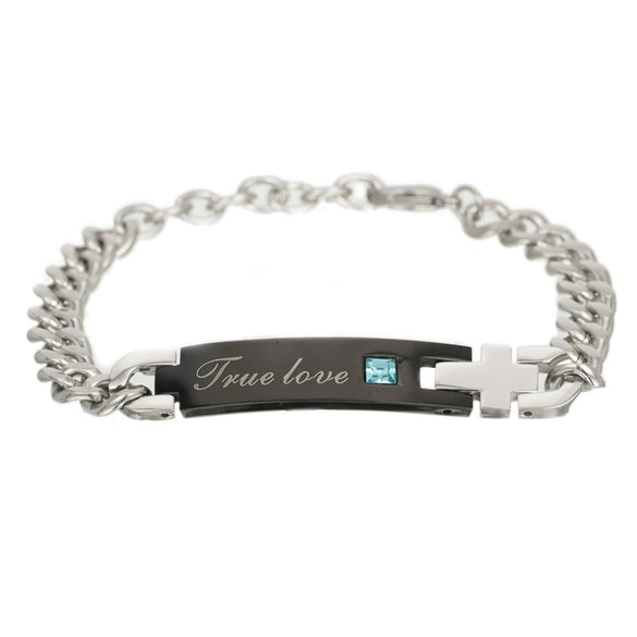 Wholesale Couple Love Unisex Geometric Titanium Steel Bracelet With Letters Numbers Text And Precious Stones