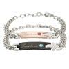 Wholesale Couple Love Unisex Geometric Titanium Steel Bracelet With Letters Numbers Text And Precious Stones
