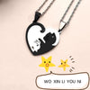 Wholesale Couple Necklace Titanium Steel Cat Hug Heart Electroplating Design