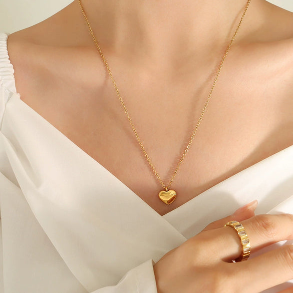 Wholesale Couple Necklace 316L Stainless Steel Heart Shaped Plated Gold