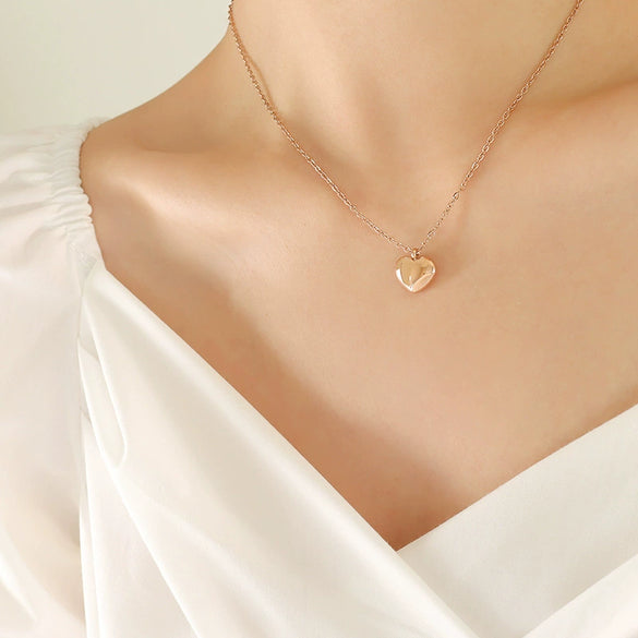 Wholesale Couple Necklace 316L Stainless Steel Heart Shaped Plated Gold