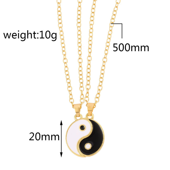 Wholesale Couple Necklace With Taiji Stitching Bagua Yin And Yang Pendant Alloy Electroplated