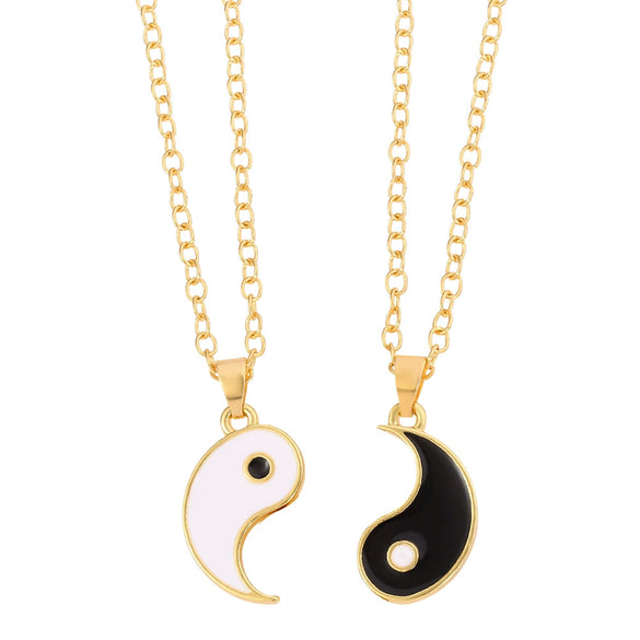 Wholesale Couple Necklace With Taiji Stitching Bagua Yin And Yang Pendant Alloy Electroplated