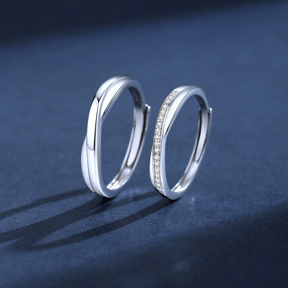 Wholesale Couple Open Mobius Ring 925 Sterling Silver Geometric Style