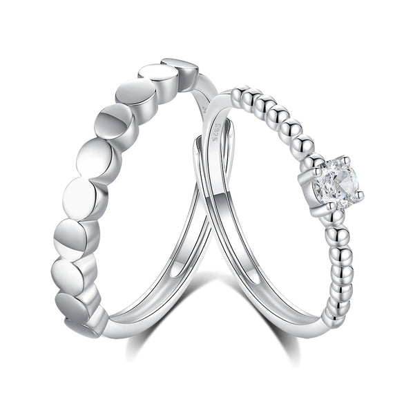 Wholesale Couple Open Ring 925 Silver High Sense Geometric Single Diamond