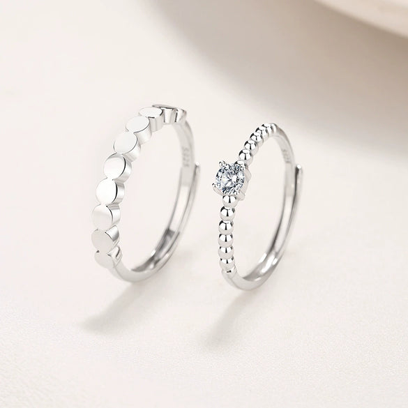 Wholesale Couple Open Ring 925 Silver High Sense Geometric Single Diamond