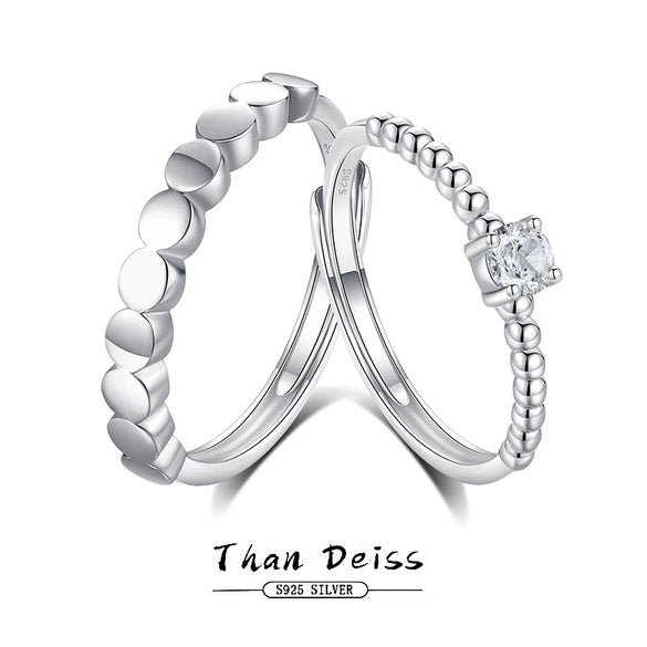 Wholesale Couple Open Ring 925 Silver High Sense Geometric Single Diamond