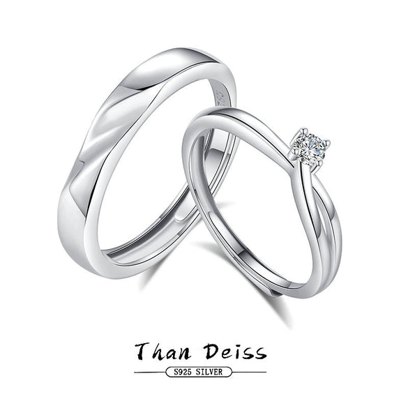 Wholesale Couple Opening Ring 925 Sterling Silver Meteor Galaxy Wave Diamond Style