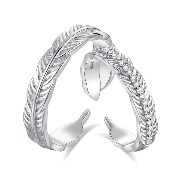 Wholesale Couple Pair Ring 925 Silver Angel Feather Style With Diamond Design