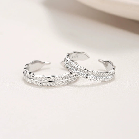 Wholesale Couple Pair Ring 925 Silver Angel Feather Style With Diamond Design
