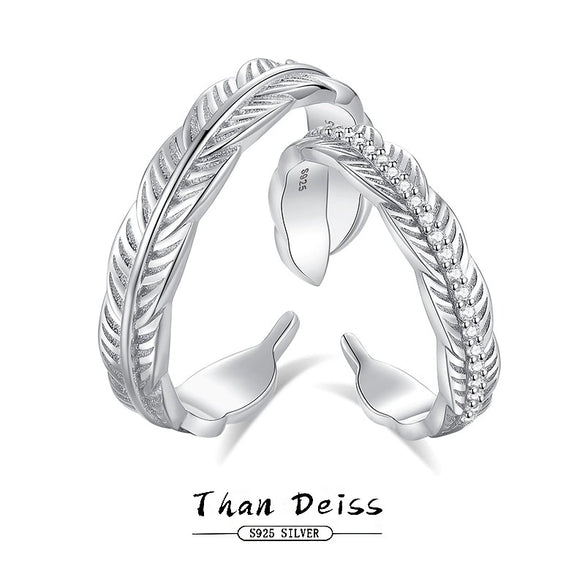 Wholesale Couple Pair Ring 925 Silver Angel Feather Style With Diamond Design
