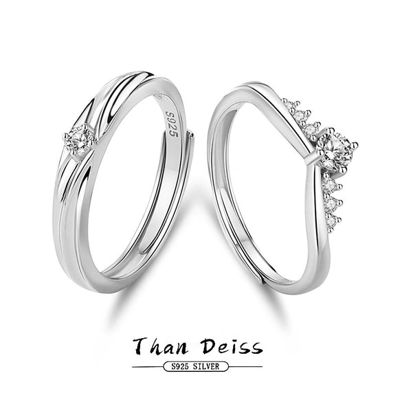 Wholesale Couple Pair Ring 925 Sterling Silver Diamond Styling Wave The Crown Pattern Adjustable Ring
