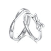 Wholesale Couple Pair 925 Silver Heart Knot Entangled Bow Open Ring With Electroplating Design