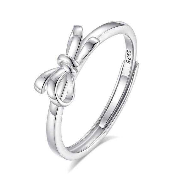 Wholesale Couple Pair 925 Silver Heart Knot Entangled Bow Open Ring With Electroplating Design