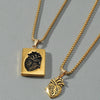 Wholesale Couple Pendant Necklace Alloy Heart Geometric Electroplating Square Pearl Chain
