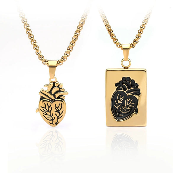 Wholesale Couple Pendant Necklace Alloy Heart Geometric Electroplating Square Pearl Chain