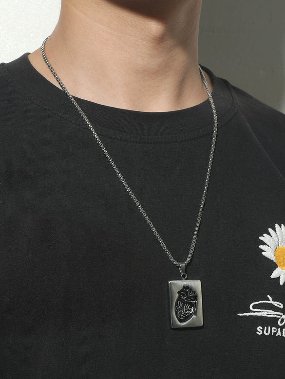 Wholesale Couple Pendant Necklace Alloy Heart Geometric Electroplating Square Pearl Chain