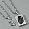 Wholesale Couple Pendant Necklace Alloy Heart Geometric Electroplating Square Pearl Chain