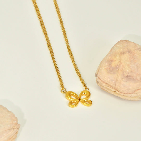 Wholesale Couple Pendant Titanium Steel Electroplated Gold With Heart Butterfly And Letter Number Text Patterns For Women