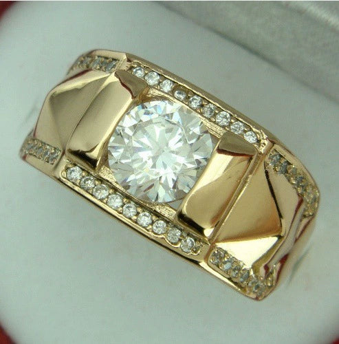 Wholesale Couple Ring Alloy Gold Plated Inlaid Zircon Jewelry