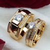 Wholesale Couple Ring Alloy Gold Plated Inlaid Zircon Jewelry